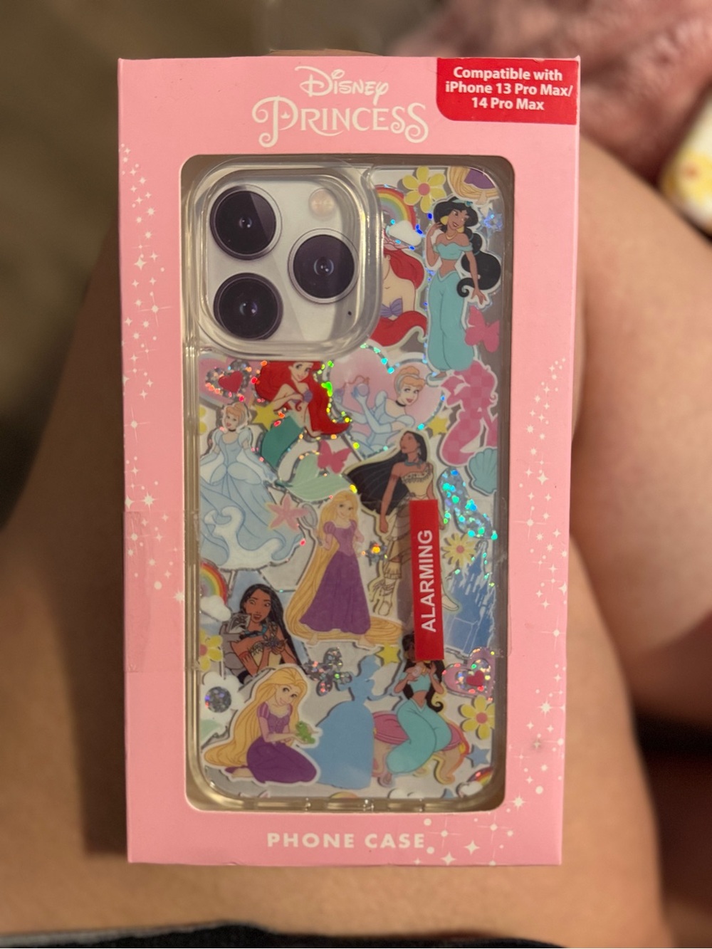 Disney Princess Clear Glitter iPhone Case - Pink Accents. 13 pro max/ 14 pro max